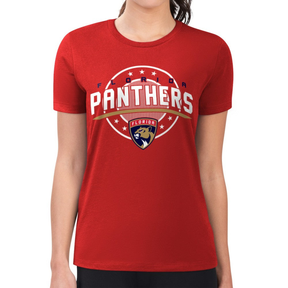 Florida Panthers G-III 4Her by Carl Banks Women's Super-Slim Lightweight Pinstripe Circle Graphic T-Shirt - Red - NHL