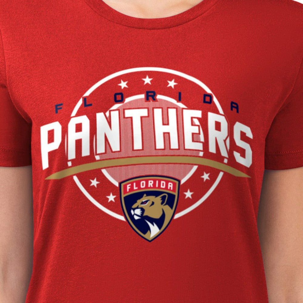 Florida Panthers G-III 4Her by Carl Banks Women's Super-Slim Lightweight Pinstripe Circle Graphic T-Shirt - Red - NHL