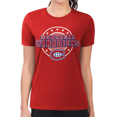 Montreal Canadiens G-III 4Her by Carl Banks Women's Super-Slim Lightweight Pinstripe Circle Graphic T-Shirt - Red - NHL