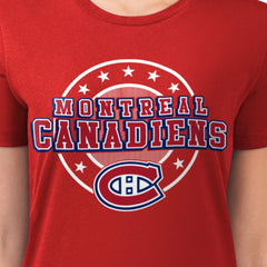 Montreal Canadiens G-III 4Her by Carl Banks Women's Super-Slim Lightweight Pinstripe Circle Graphic T-Shirt - Red - NHL
