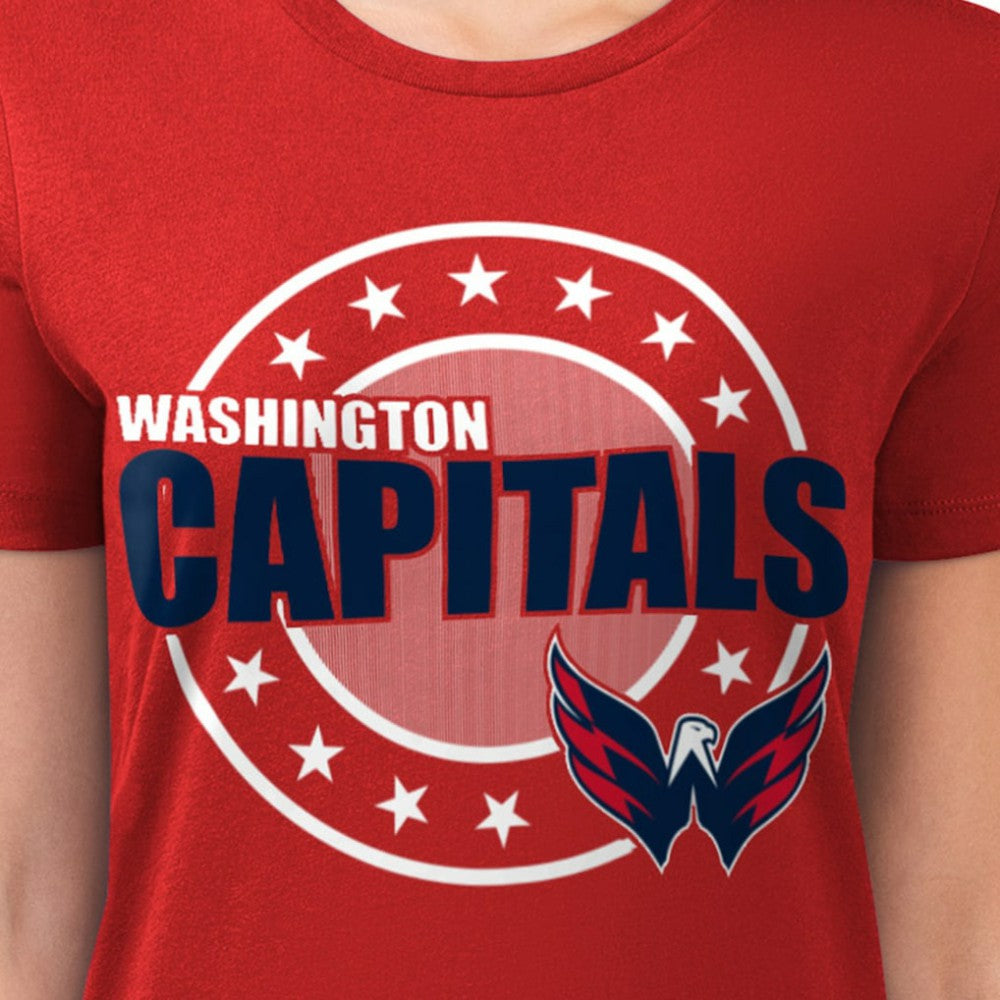 Washington Capitals G-III 4Her by Carl Banks Women's Super-Slim Lightweight Pinstripe Circle Graphic T-Shirt - Red - NHL
