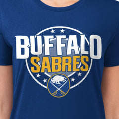 Buffalo Sabres G-III 4Her by Carl Banks Women's Super-Slim Lightweight Pinstripe Circle Graphic T-Shirt - Royal - NHL