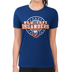 New York Islanders G-III 4Her by Carl Banks Women's Super-Slim Lightweight Pinstripe Circle Graphic T-Shirt - Royal - NHL
