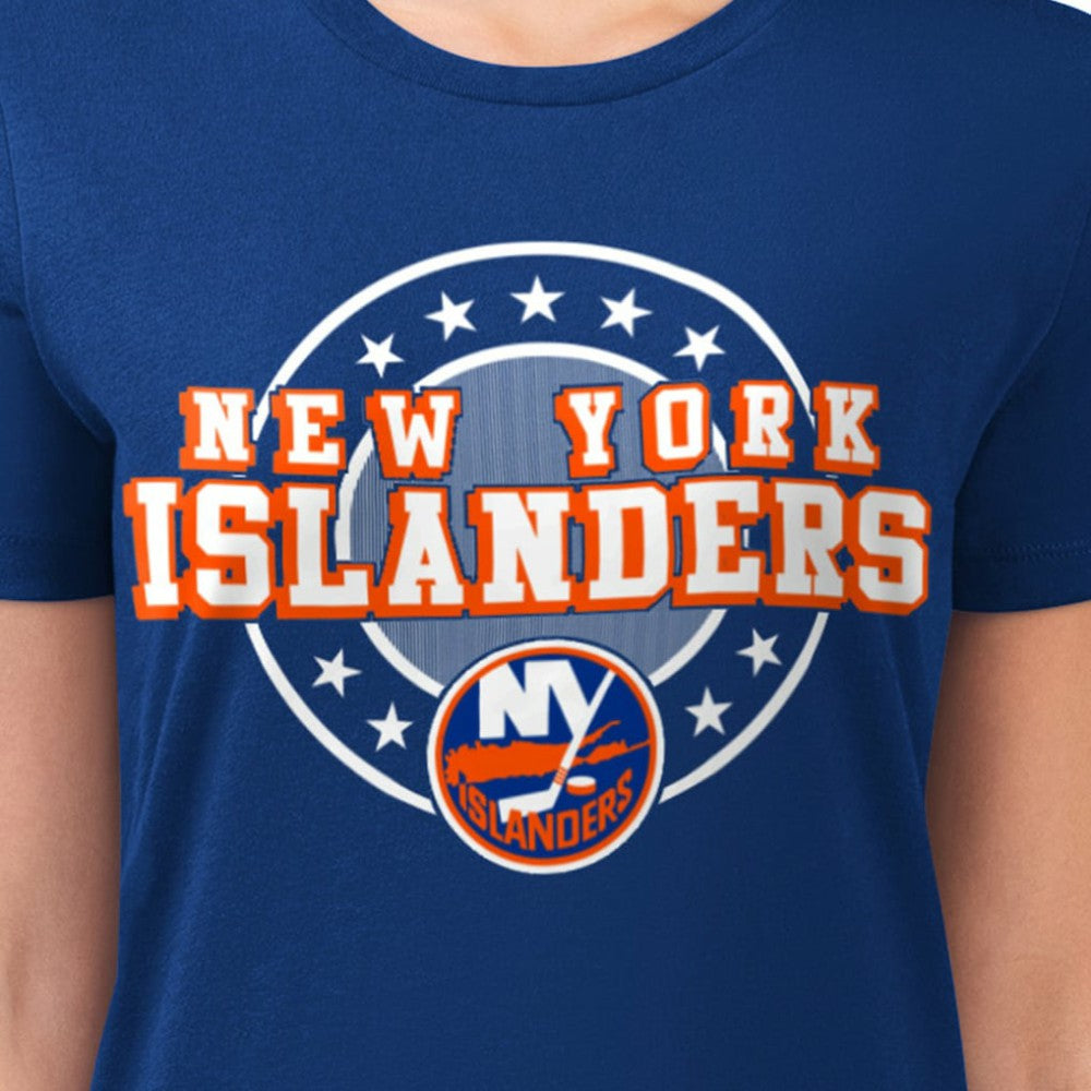 New York Islanders G-III 4Her by Carl Banks Women's Super-Slim Lightweight Pinstripe Circle Graphic T-Shirt - Royal - NHL