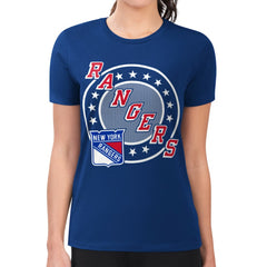 New York Rangers G-III 4Her by Carl Banks Women's Super-Slim Lightweight Pinstripe Circle Graphic T-Shirt - Royal - NHL