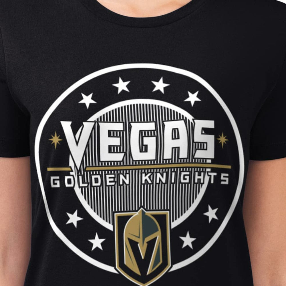 Vegas Golden Knights G-III 4Her by Carl Banks Women's Super-Slim Lightweight Pinstripe Circle Graphic T-Shirt - Black - NHL