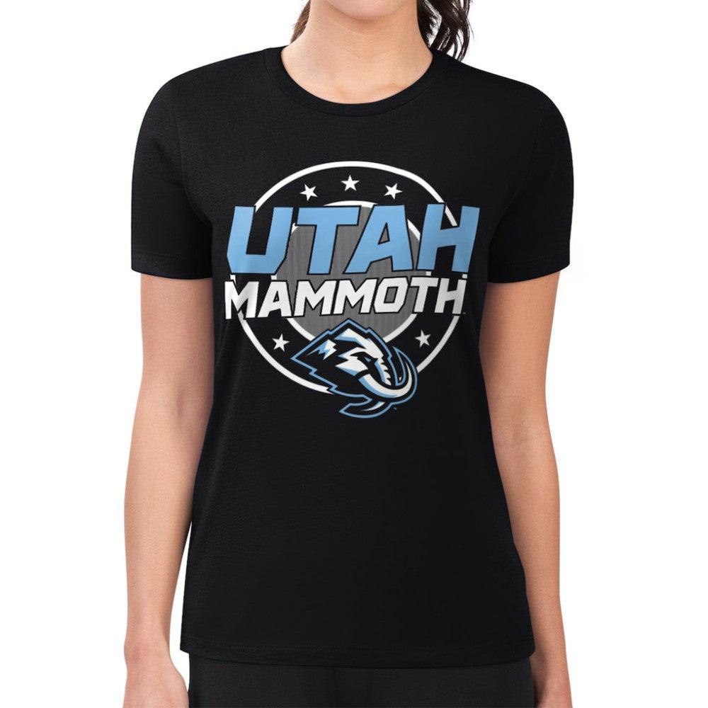 Utah Mammoth G-III 4Her by Carl Banks Women's Super-Slim Lightweight Pinstripe Circle Graphic T-Shirt - Black - NHL