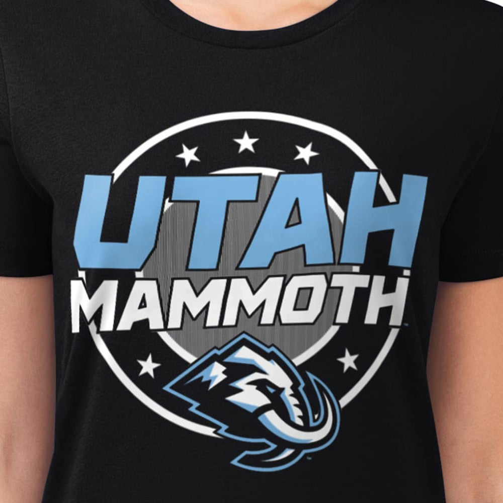Utah Mammoth G-III 4Her by Carl Banks Women's Super-Slim Lightweight Pinstripe Circle Graphic T-Shirt - Black - NHL