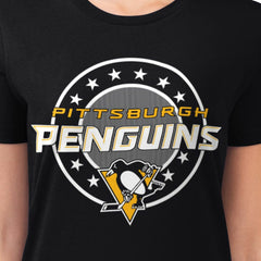 Pittsburgh Penguins G-III 4Her by Carl Banks Women's Super-Slim Lightweight Pinstripe Circle Graphic T-Shirt - Black - NHL