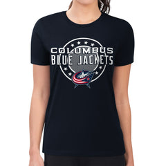 Columbus Blue Jackets G-III 4Her by Carl Banks Women's Super-Slim Lightweight Pinstripe Circle Graphic T-Shirt - Navy - NHL