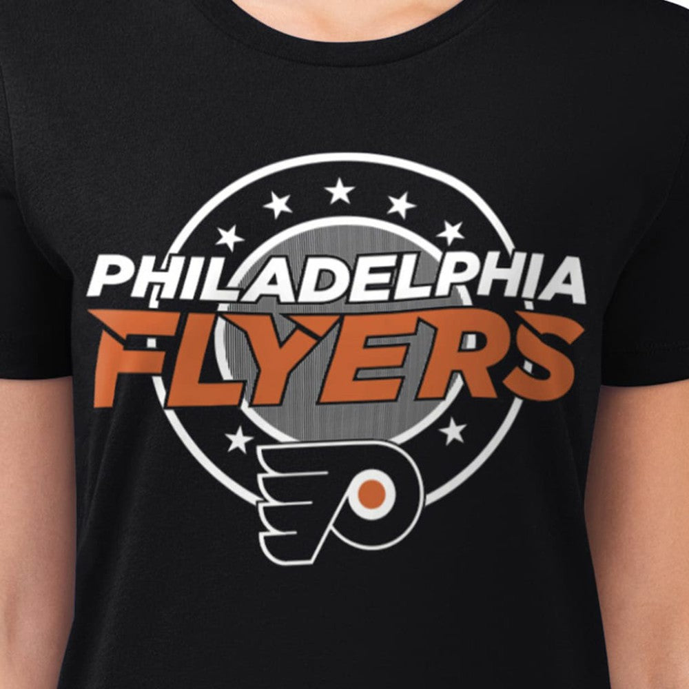 Philadelphia Flyers G-III 4Her by Carl Banks Women's Super-Slim Lightweight Pinstripe Circle Graphic T-Shirt - Black - NHL