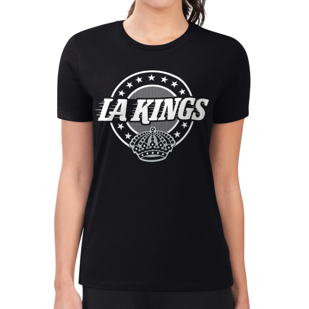 Los Angeles Kings G-III 4Her by Carl Banks Women's Super-Slim Lightweight Pinstripe Circle Graphic T-Shirt - Black - NHL