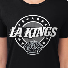 Los Angeles Kings G-III 4Her by Carl Banks Women's Super-Slim Lightweight Pinstripe Circle Graphic T-Shirt - Black - NHL