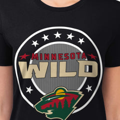 Minnesota Wild G-III 4Her by Carl Banks Women's Super-Slim Lightweight Pinstripe Circle Graphic T-Shirt - Black - NHL