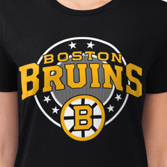 Boston Bruins G-III 4Her by Carl Banks Women's Super-Slim Lightweight Pinstripe Circle Graphic T-Shirt - Black - NHL