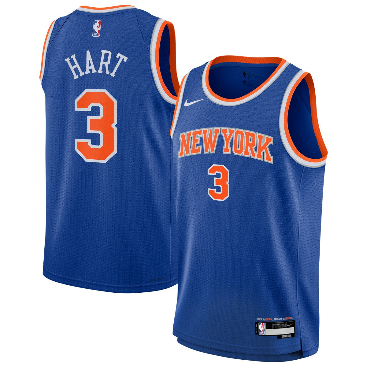 Josh Hart New York Knicks Youth Swingman Jersey Icon Edition Blue - NBA