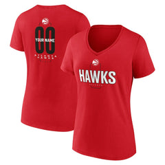Atlanta Hawks Women's Center Court Name & Number Custom V-Neck T-Shirt Red - NBA