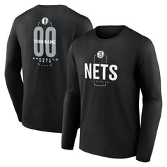 Brooklyn Nets Center Court Name & Number Custom Long Sleeve T-Shirt Black - NBA