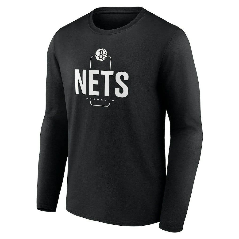 Brooklyn Nets Center Court Name & Number Custom Long Sleeve T-Shirt Black - NBA