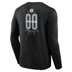 Brooklyn Nets Center Court Name & Number Custom Long Sleeve T-Shirt Black - NBA