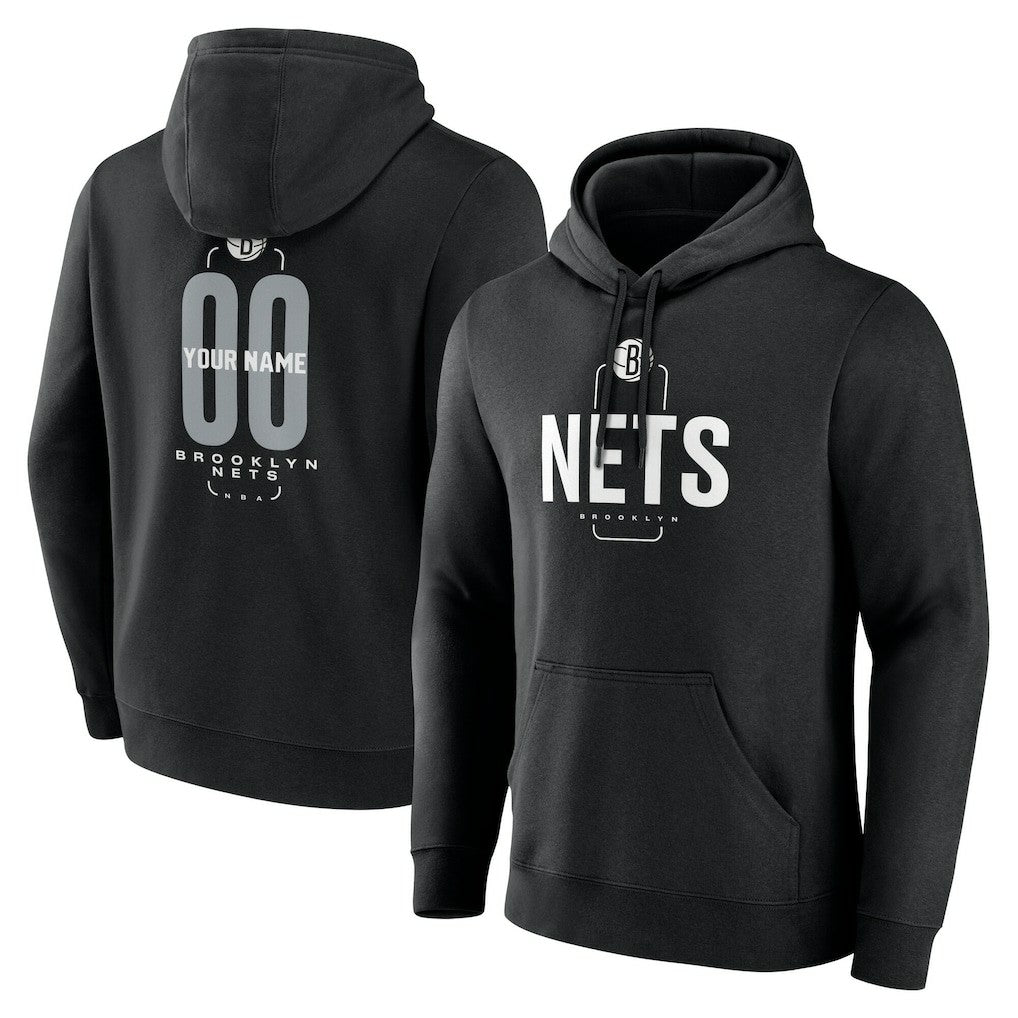 Brooklyn Nets Center Court Name & Number Custom Hoodie Black - NBA
