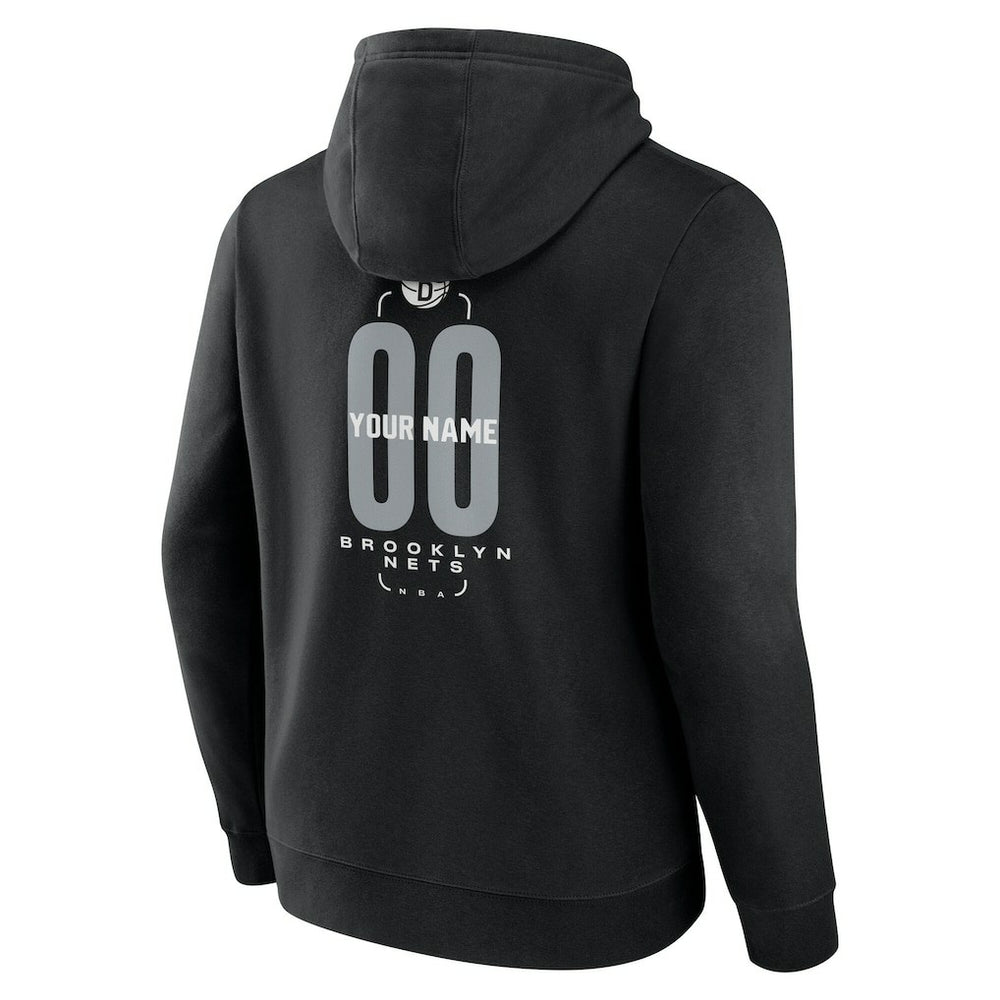 Brooklyn Nets Center Court Name & Number Custom Hoodie Black - NBA