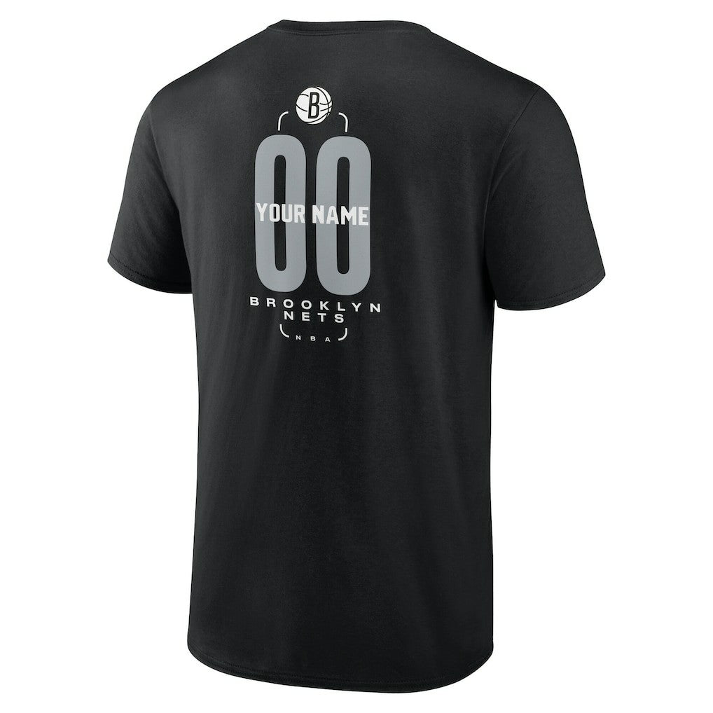 Brooklyn Nets Center Court Name & Number Custom T-Shirt Black - NBA