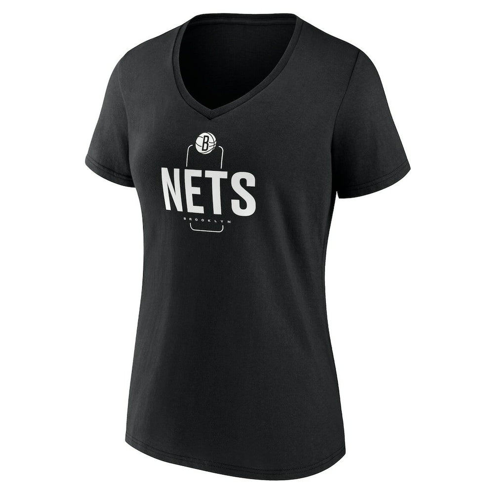 Brooklyn Nets Women's Center Court Name & Number Custom V-Neck T-Shirt Black - NBA