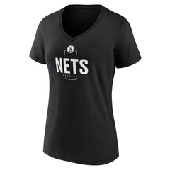Brooklyn Nets Women's Center Court Name & Number Custom V-Neck T-Shirt Black - NBA