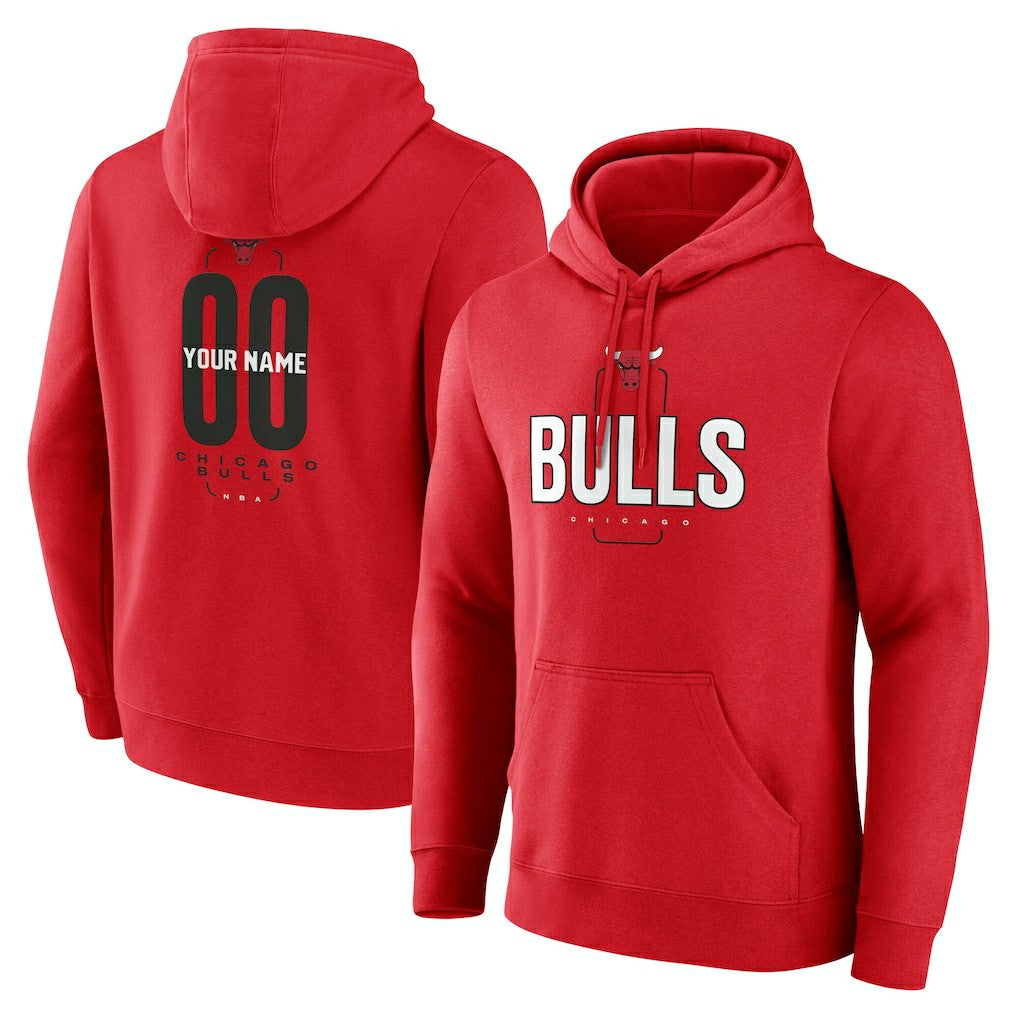 Chicago Bulls Center Court Name & Number Custom Hoodie Red - NBA