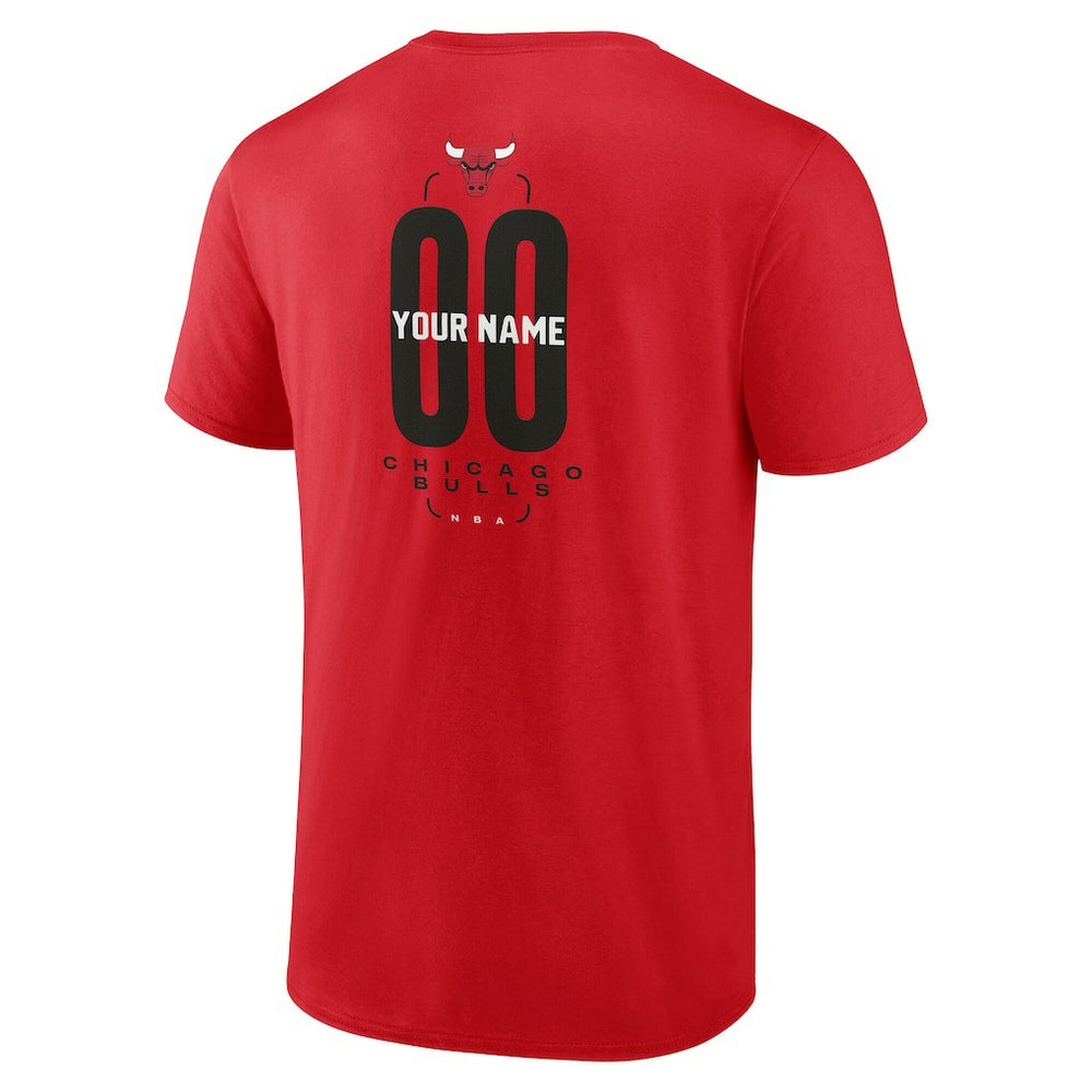 Chicago Bulls Center Court Name & Number Custom T-Shirt Red - NBA
