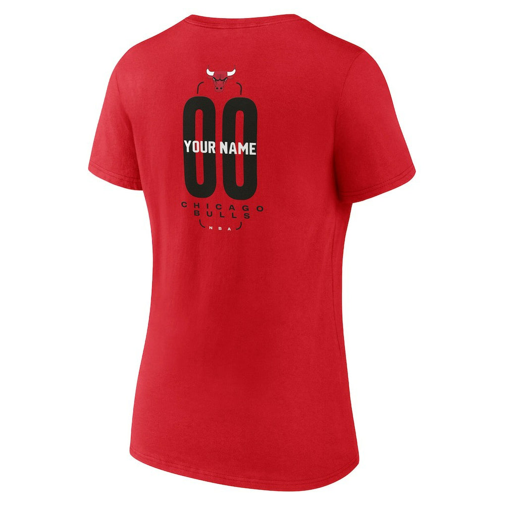 Chicago Bulls Women's Center Court Name & Number Custom V-Neck T-Shirt Red - NBA