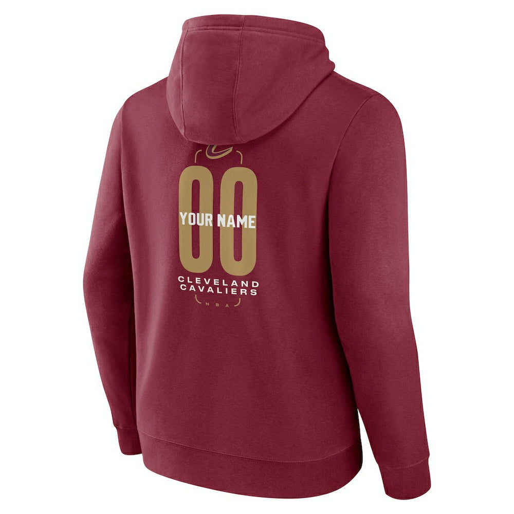 Cleveland Cavaliers Center Court Name & Number Custom Hoodie Wine - NBA