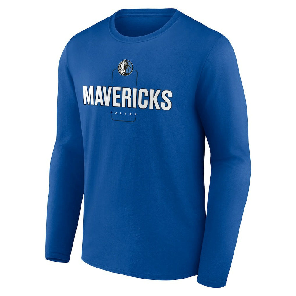Dallas Mavericks Center Court Name & Number Custom Long Sleeve T-Shirt Blue - NBA