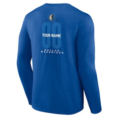 Dallas Mavericks Center Court Name & Number Custom Long Sleeve T-Shirt Blue - NBA