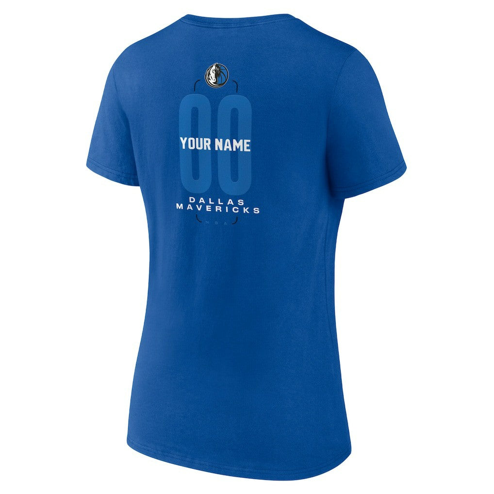 Dallas Mavericks Women's Center Court Name & Number Custom V-Neck T-Shirt Blue - NBA