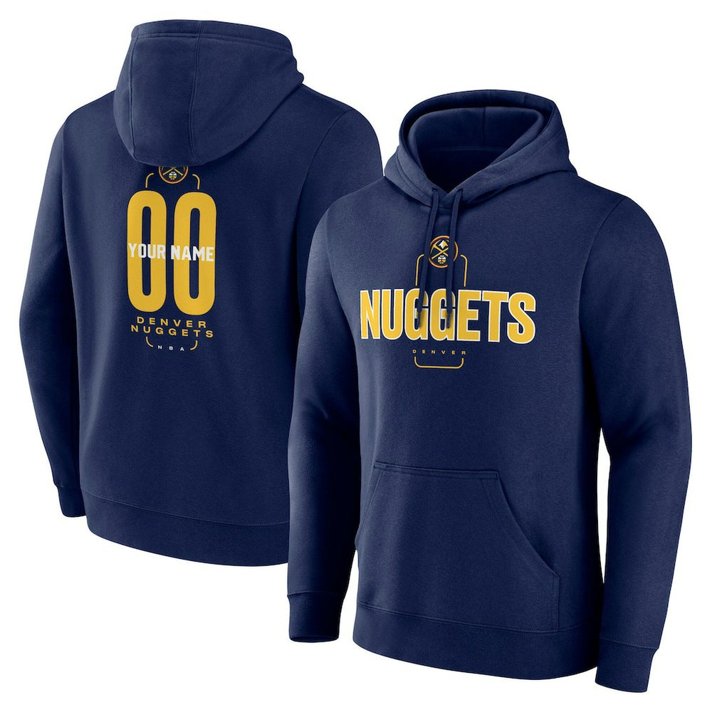 Denver Nuggets Center Court Name & Number Custom Hoodie Navy - NBA