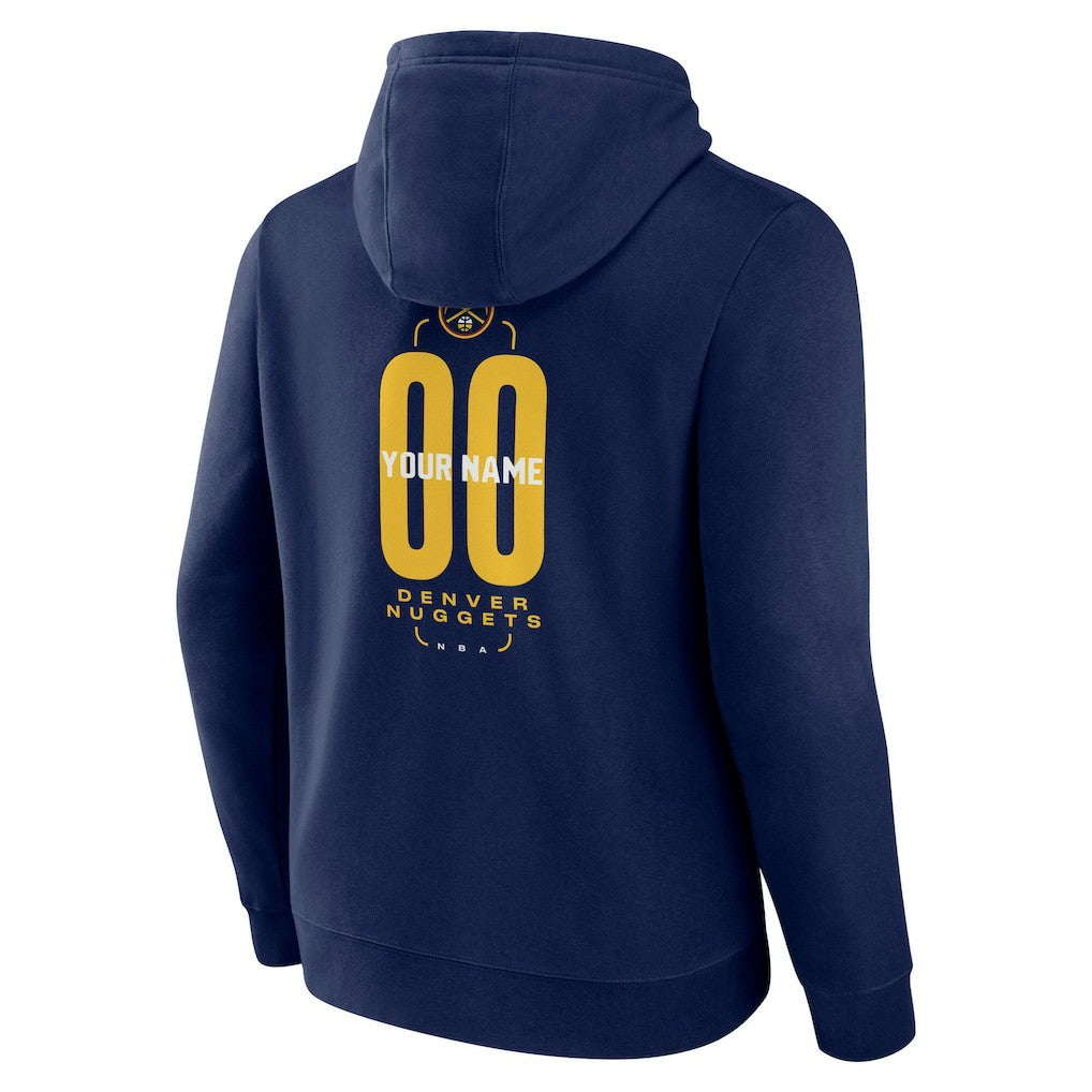 Denver Nuggets Center Court Name & Number Custom Hoodie Navy - NBA