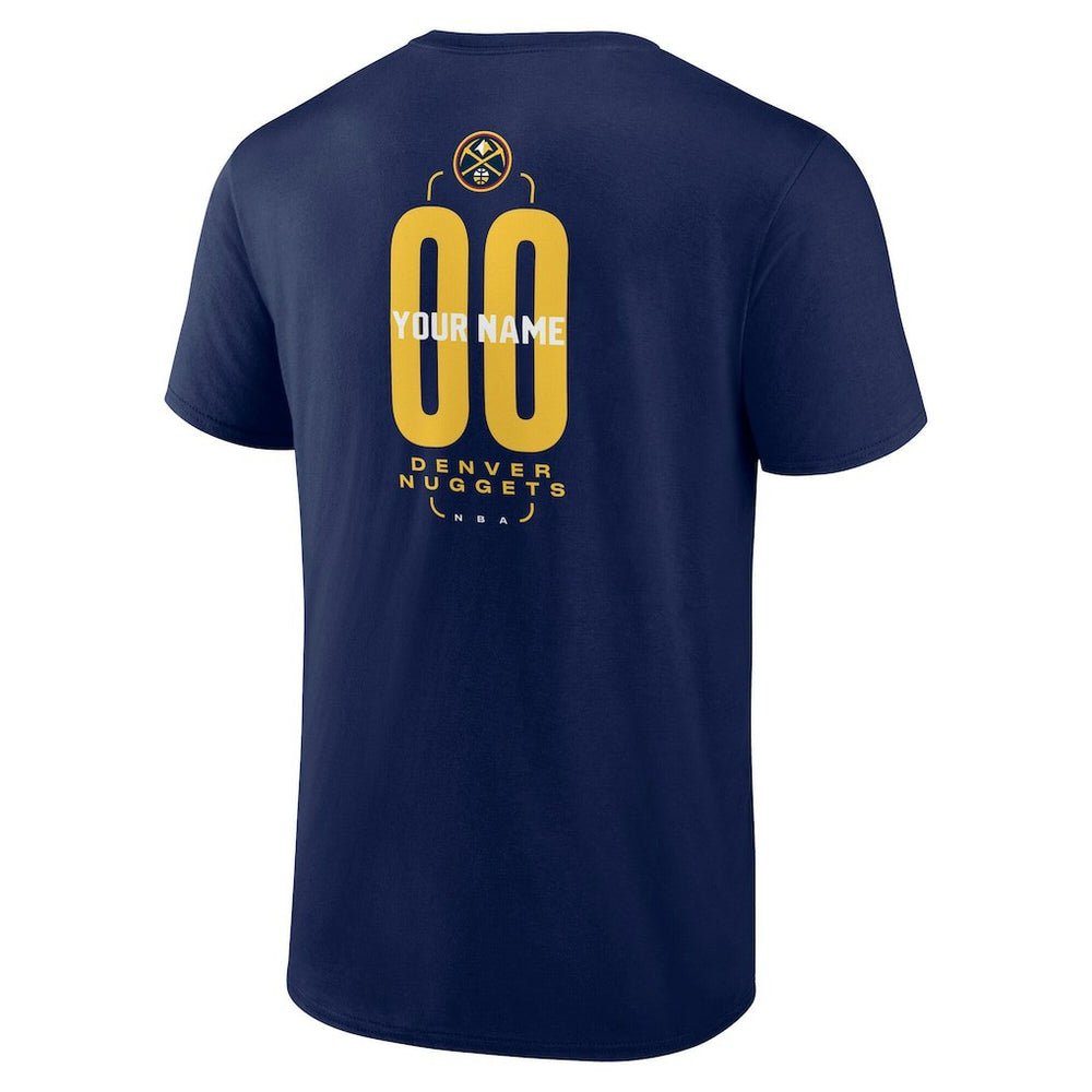 Denver Nuggets Center Court Name & Number Custom T-Shirt Navy - NBA
