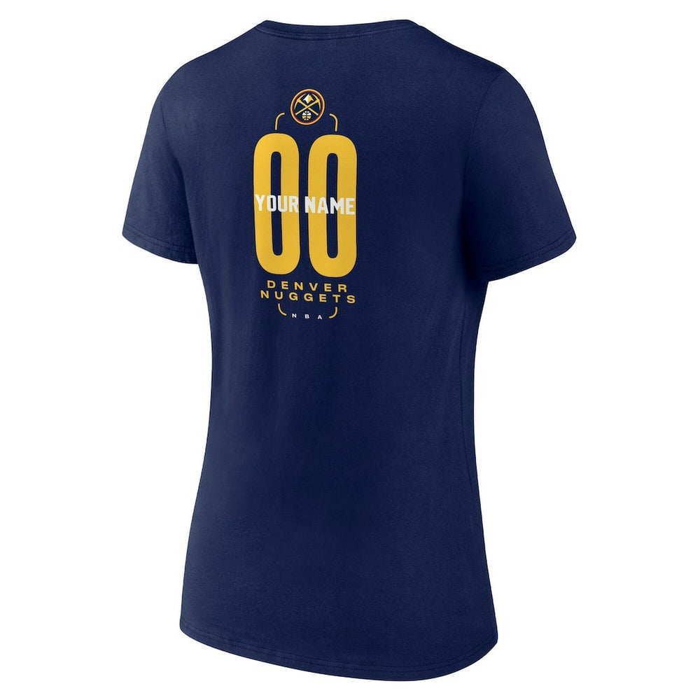 Denver Nuggets Women's Center Court Name & Number Custom V-Neck T-Shirt Navy - NBA