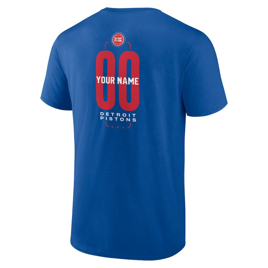 Detroit Pistons Center Court Name & Number Custom T-Shirt Blue - NBA