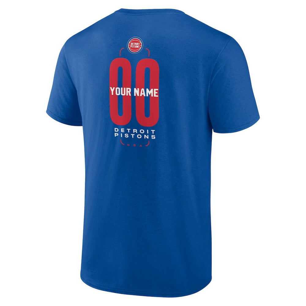 Detroit Pistons Center Court Name & Number Custom T-Shirt Blue - NBA