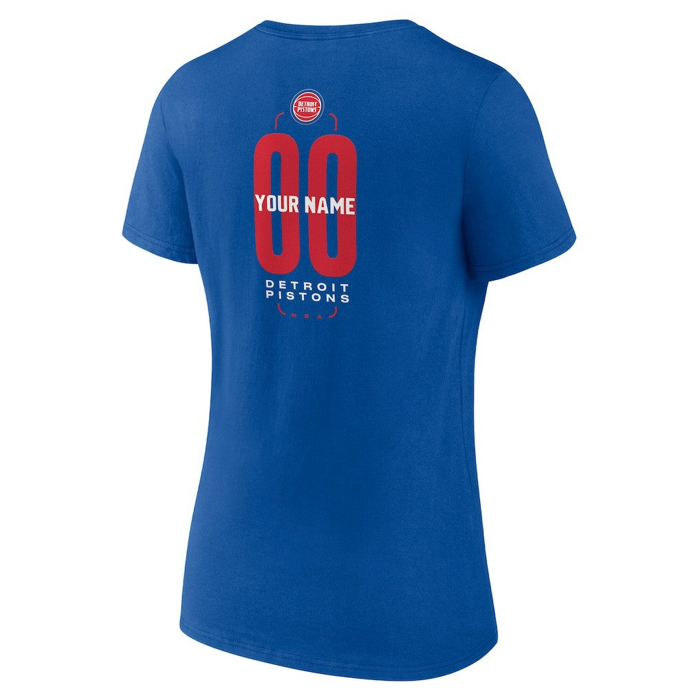Detroit Pistons Women's Center Court Name & Number Custom V-Neck T-Shirt Blue - NBA