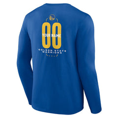 Golden State Warriors Center Court Name & Number Custom Long Sleeve T-Shirt Royal - NBA