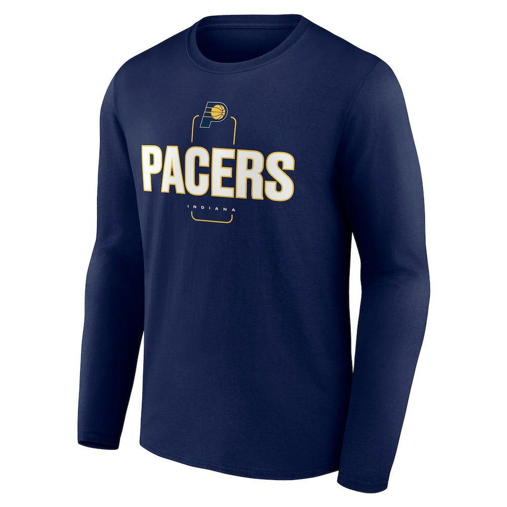 Indiana Pacers Center Court Name & Number Custom Long Sleeve T-Shirt Navy - NBA