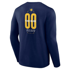Indiana Pacers Center Court Name & Number Custom Long Sleeve T-Shirt Navy - NBA