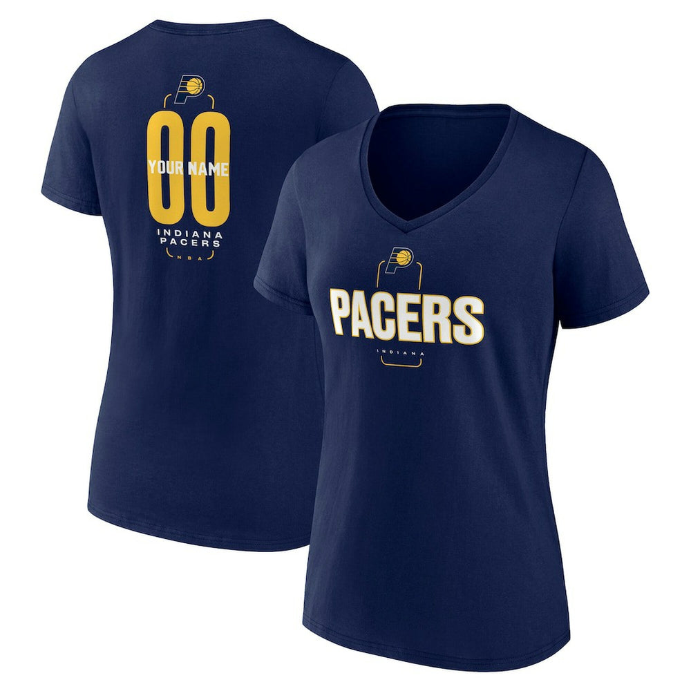 Indiana Pacers Women's Center Court Name & Number Custom V-Neck T-Shirt Navy - NBA