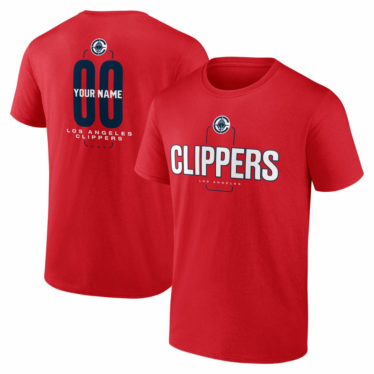 LA Clippers Center Court Name & Number Custom T-Shirt Red - NBA