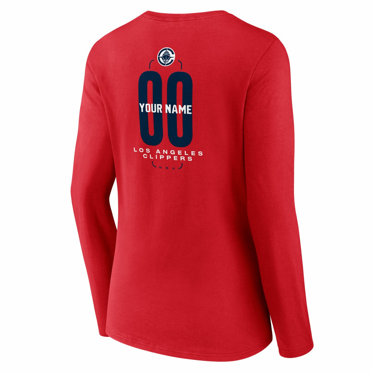 LA Clippers Women's Center Court Name & Number Custom Long Sleeve V-Neck T-Shirt Red - NBA