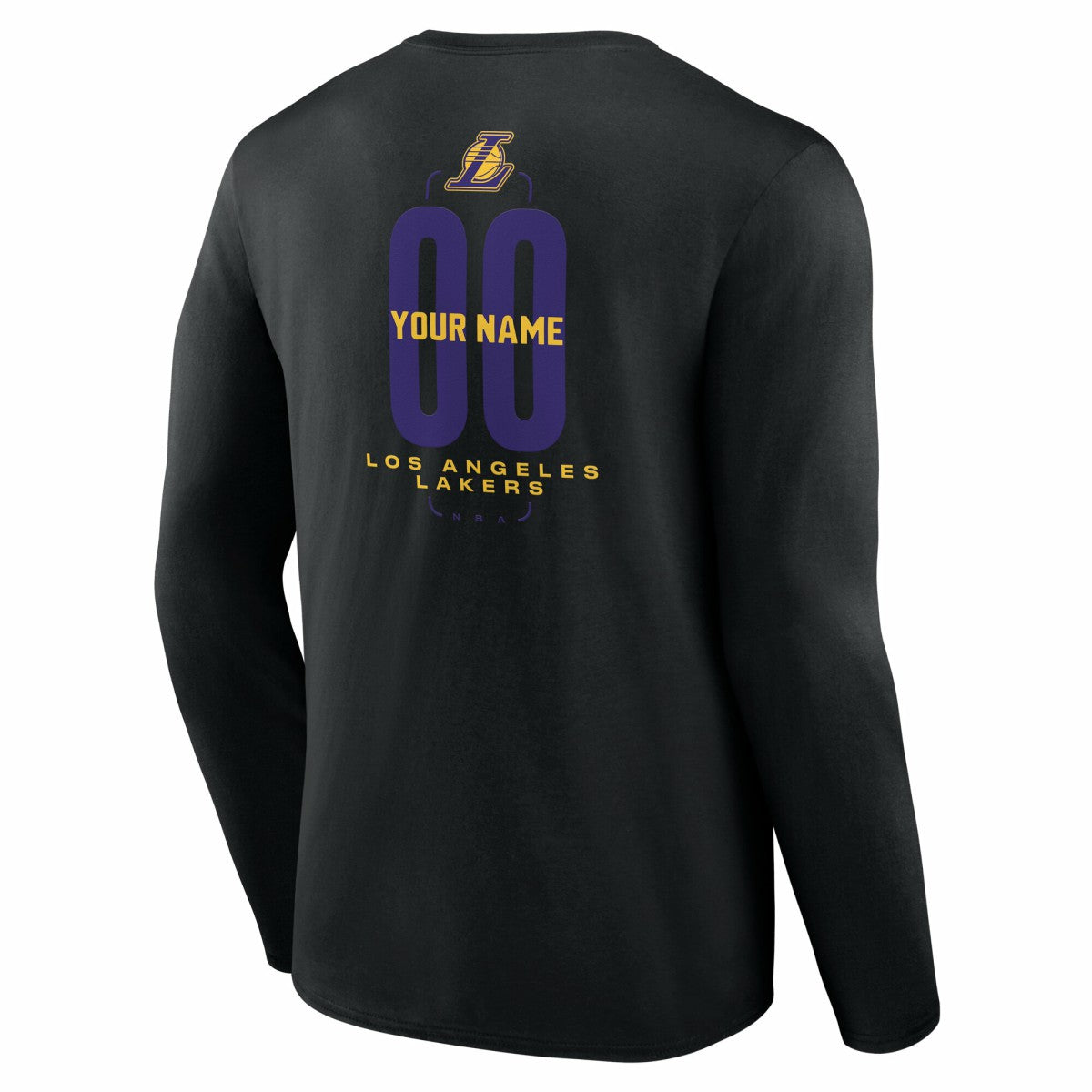 Los Angeles Lakers Center Court Name & Number Custom Long Sleeve T-Shirt Black - NBA